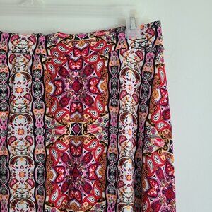 Cato A-line Midi Skirt 14/16W Jersey Boho Multicolor Casual Red Pink Pull On